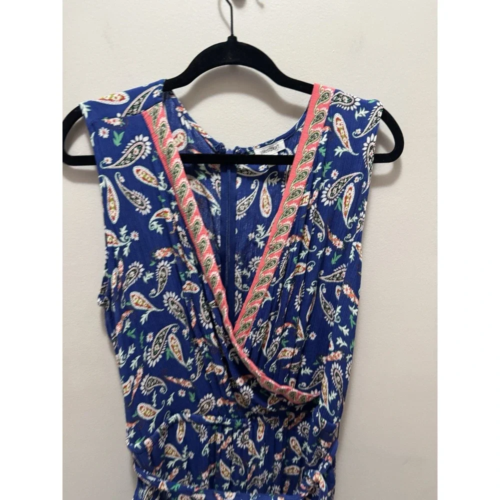 Westport Blue Paisley Sleeveless‎ Wide Leg Jumpsuit Size 16